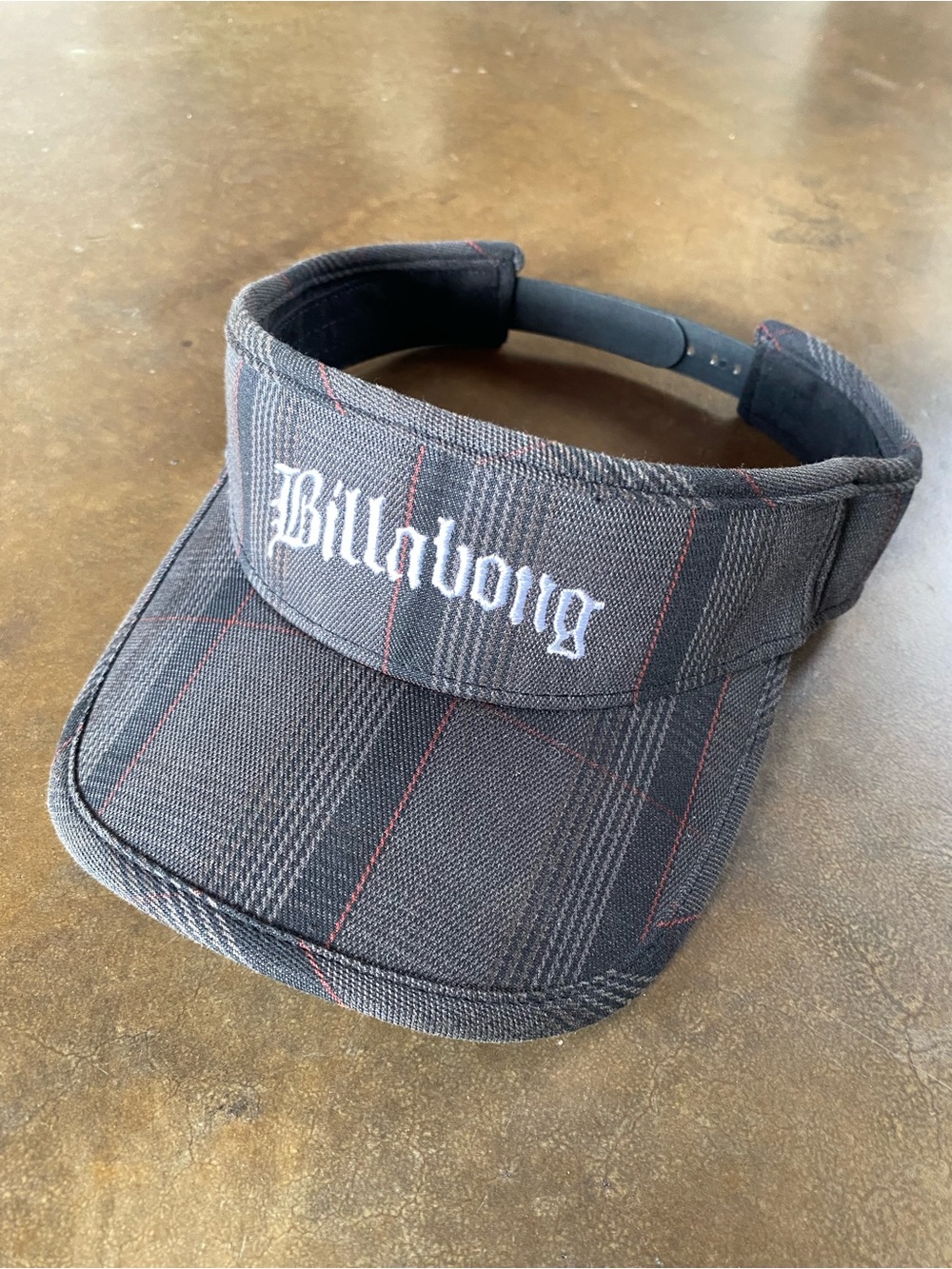 VTG 90s Billabong Black Grey Plaid Visor